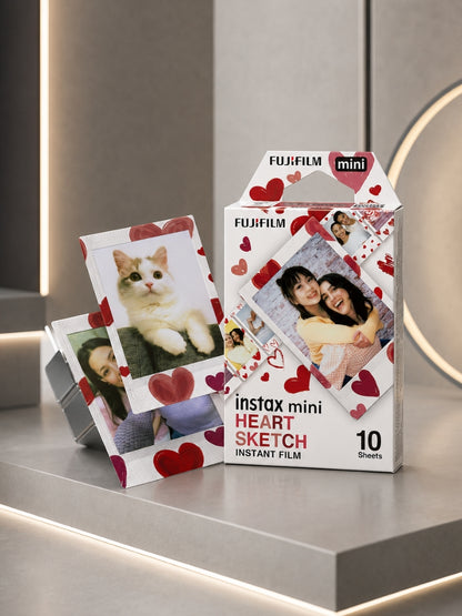 Instax Mini Heart Sketch Film - 10 Sheets Per Pack