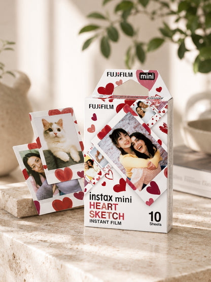 Instax Mini Heart Sketch Film - 10 Sheets Per Pack